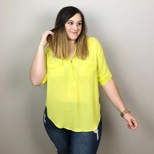 Torrid Harper Lime Green Georgette Popover Blouse